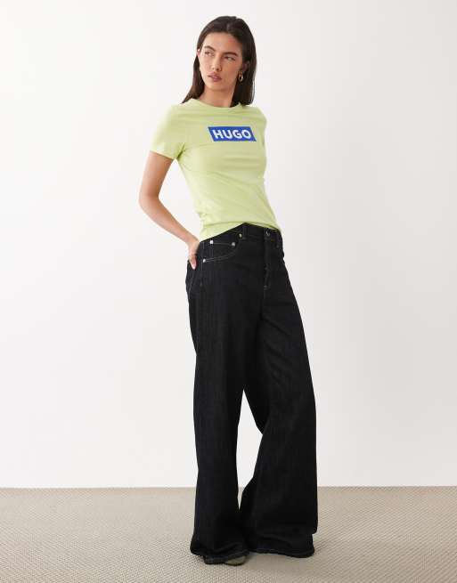 HUGO Blue - T-shirt classica verde con logo squadrato, 2 di 4