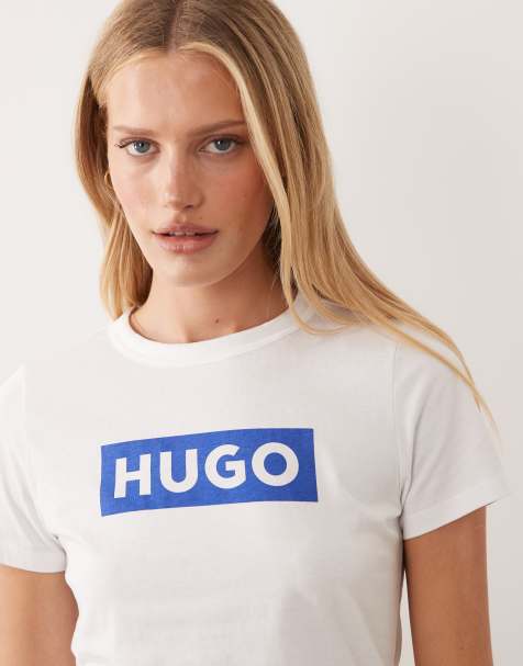 HUGO Blue - T-shirt classique à logo encadré - Blanc - view 1