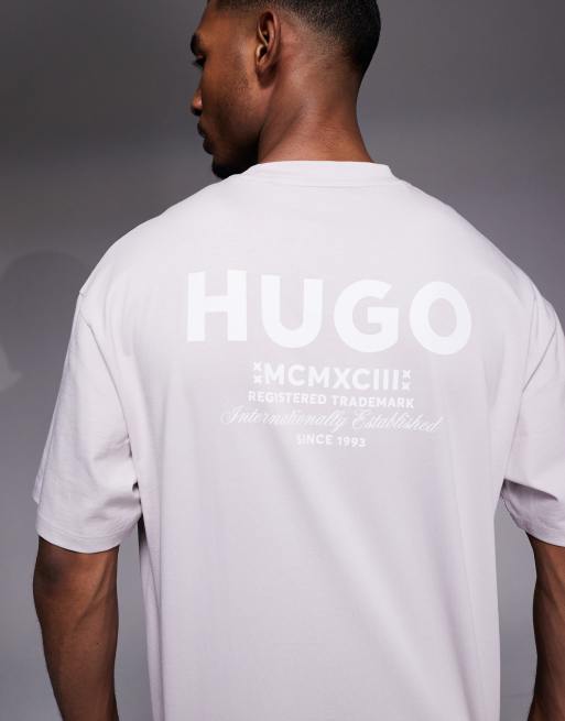 HUGO Blue - T-shirt en coton avec logo imprimé au dos - Violet clair, 5 de 5