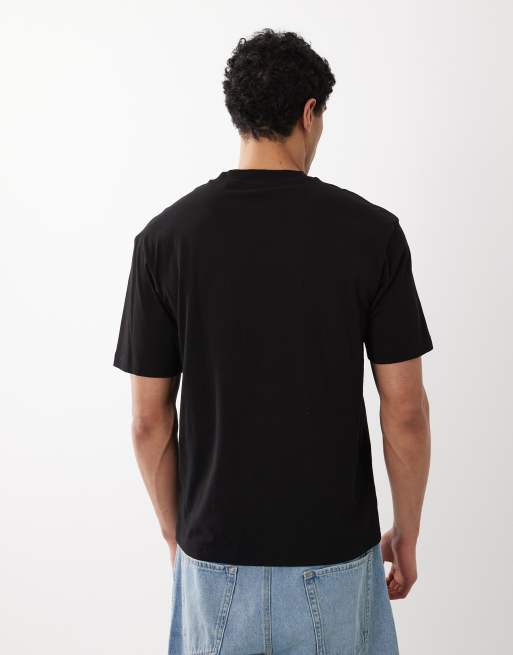 HUGO Blue – T-Shirt in Schwarz mit Grafikprint auf der Brust, 5 von 5