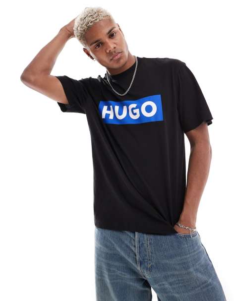 HUGO Blue – T-Shirt in Schwarz mit Logo und lockerem Schnitt - view 1