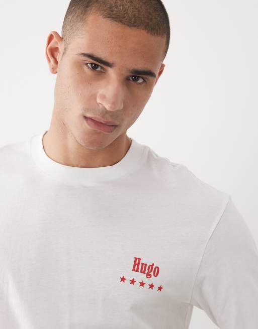 HUGO Blue – T-Shirt in Weiß mit Logo-Print, 3 von 5