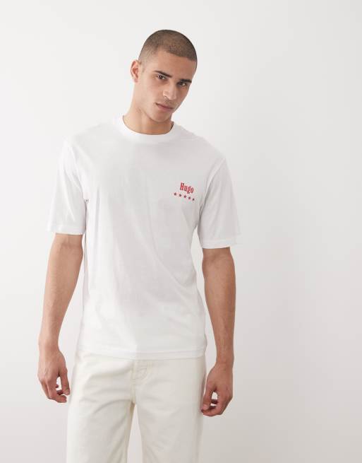 HUGO Blue – T-Shirt in Weiß mit Logo-Print, 5 von 5