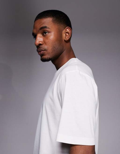 HUGO Blue – T-Shirt in Weiß mit Logoetikett auf der Brust, 4 von 5