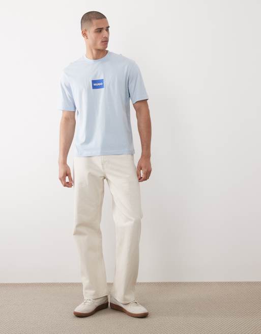 HUGO Blue - T-shirt met logo op de borst in lichtblauw, 2 van 5