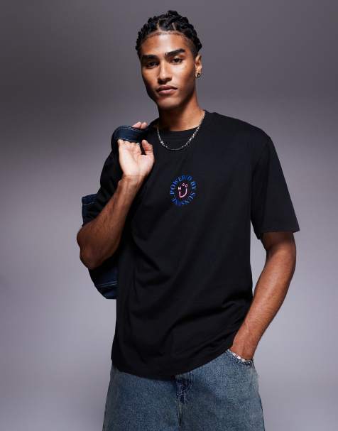 HUGO Blue - T-shirt met logoprint in zwart - view 1