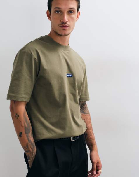 Hugo Blue t-shirt with chest logo in green  - view 1
