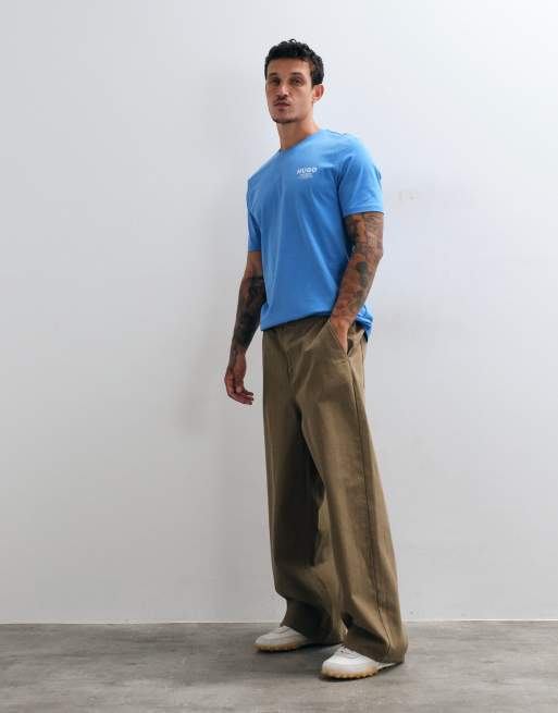 Hugo Blue t-shirt with chest print in blue , 4 of 5