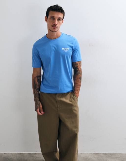 Hugo Blue t-shirt with chest print in blue , 5 of 5