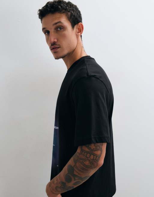 Hugo Blue t-shirt with graphic print in black , 3 of 5