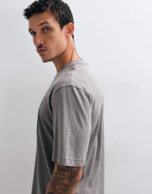 Hugo Blue t-shirt with graphic print in grey, 4 of 5