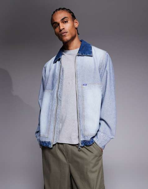 HUGO Blue - Talian - Giacca di jeans invecchiata azzurra con zip - view 1