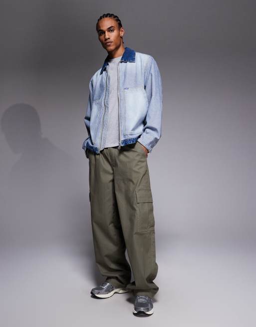HUGO BLUE Talian zip through distressed denim jacket in light blue, 2 of 5