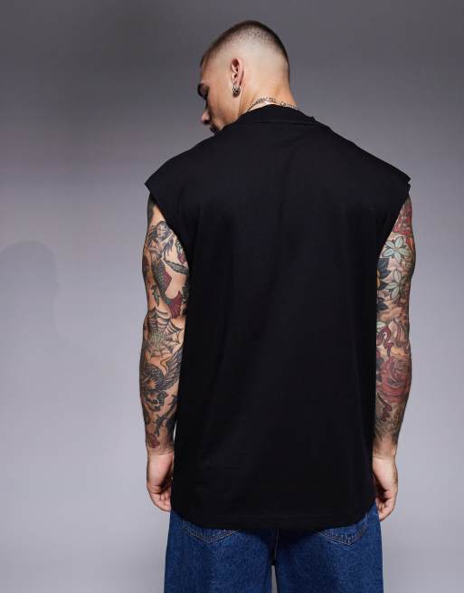 HUGO Blue – Trägertop in Schwarz mit mittigem Logo, 4 von 4