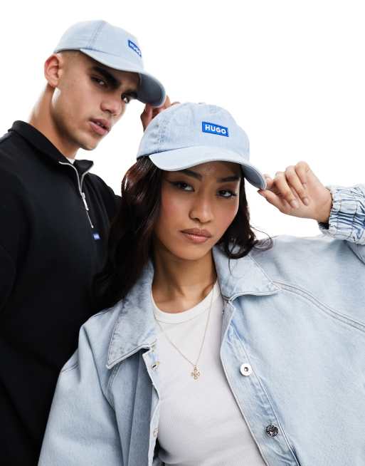 HUGO BLUE unisex denim cap in light wash