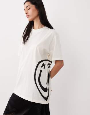 Hugo Blue Hugo Blue Vintage t-shirt in off white