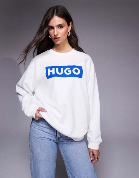 HUGO Blue – Vit, klassisk sweatshirt med rund halsringning - view 1