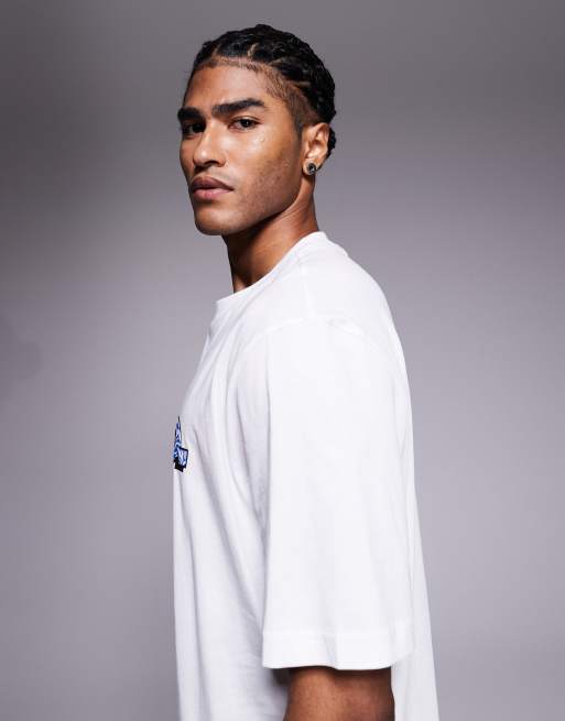 HUGO – BLUE – Vit t-shirt med logga framtill, 4 av 5