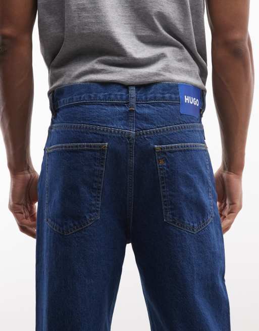 HUGO Blue – Weit geschnittene Denim-Jeans in leuchtendem Blau, 5 von 5