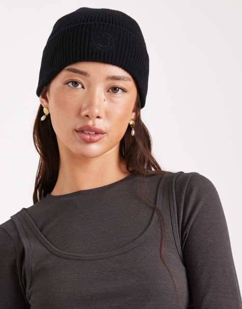 HUGO Blue - Xafon - Berretto in maglia nero con logo tono su tono - view 1