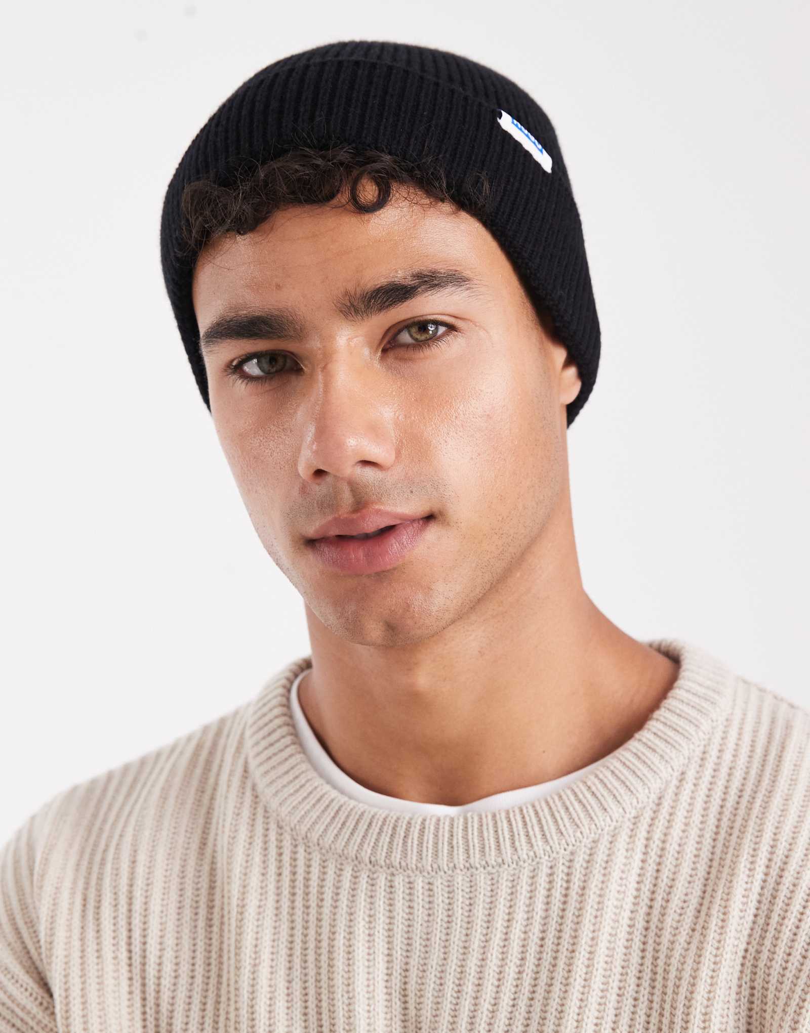 Вязаная шапочка с логотипом бренда HUGO Blue Xiav черного цвета