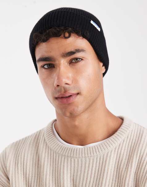 HUGO Blue – Xiav – Strickmütze in Schwarz mit Logo-Label - view 1