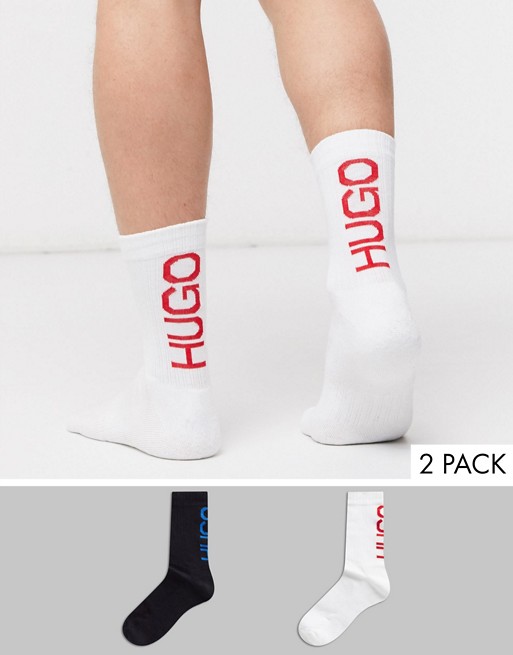 HUGO bodywear 2 pack back logo crew socks