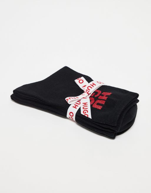 HUGO Bodywear 2 pack giftset socks in black with glitter logo, 4 of 4