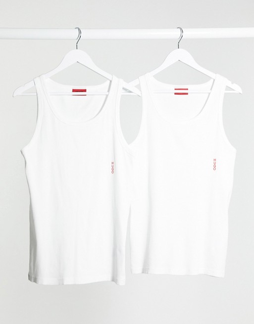 HUGO Bodywear 2 pack logo vests in white
