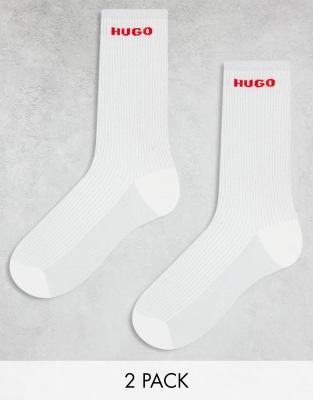 HUGO Bodywear 2 pack lurex socks in white