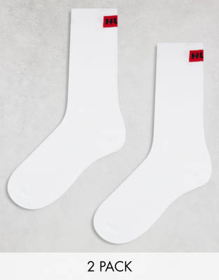 Hugo Bodywear 2 pack red label logo ankle sock in white