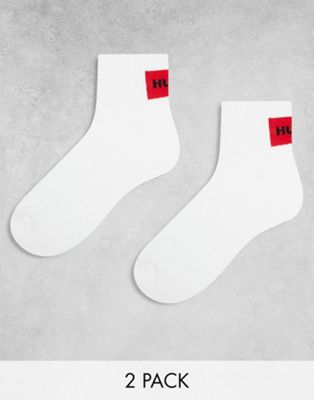 Hugo Bodywear 2 pack red label logo ankle soks in white