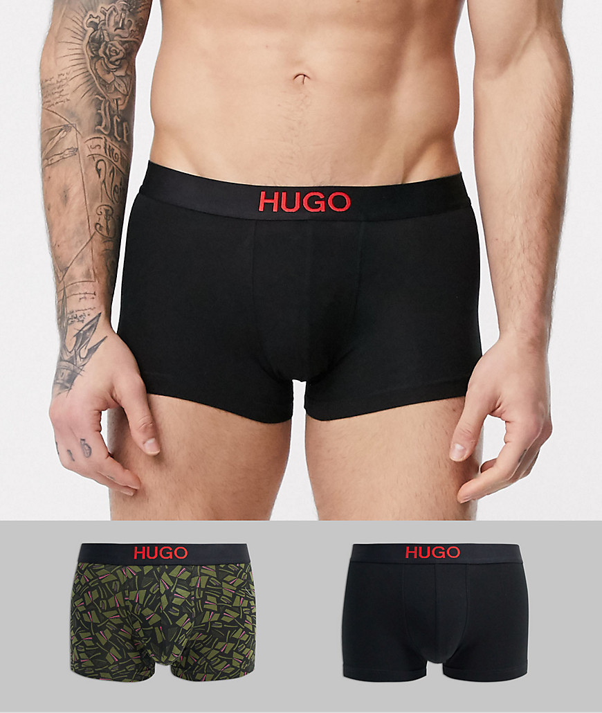 HUGO – Bodywear – 2-pack svarta, mönstrade trunks