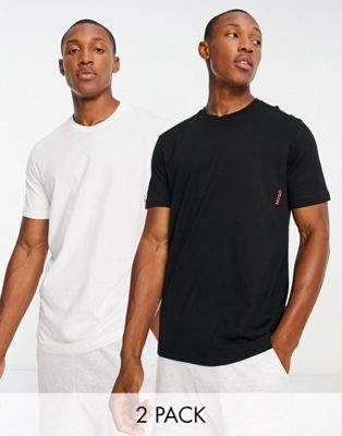 HUGO Bodywear 2 pack t-shirt in white and black - ASOS Price Checker