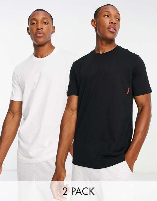 tsunamien Portico Human HUGO Bodywear 2 pack t-shirt in white and black | ASOS