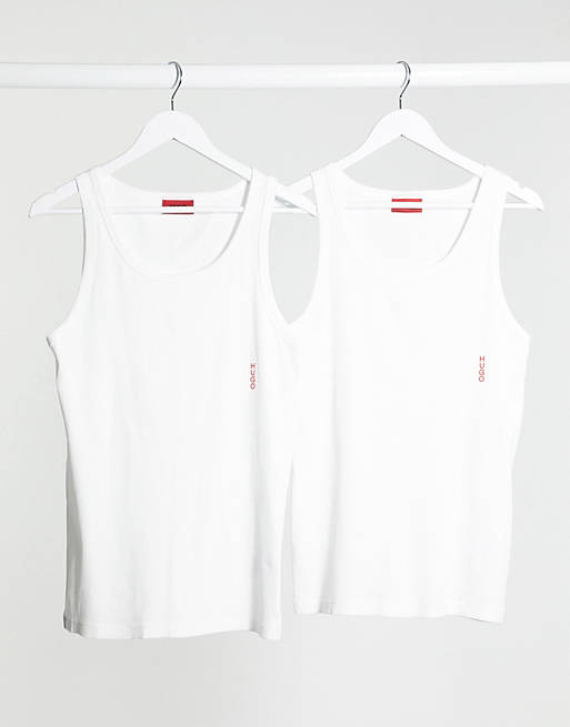 HUGO Bodywear 2 pack vests in white