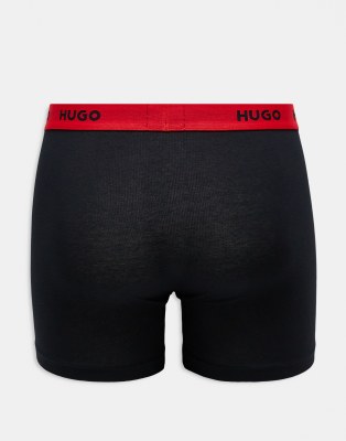 HUGO Bodywear 3-pack boxer briefs in black and red with design print