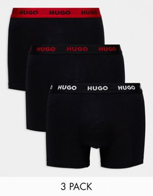 Hugo Bodywear 3 pack boxer briefs in black with logo waistband