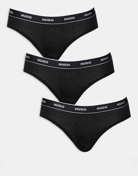 HUGO Bodywear 3 pack briefs in black with logo waistband - view 1