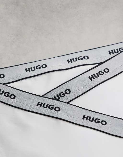 HUGO Bodywear 3 pack briefs in white with logo waistband, 2 of 3