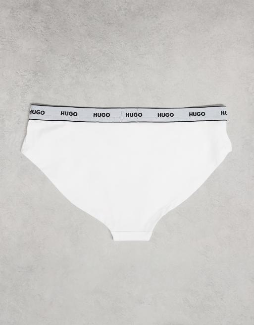 HUGO Bodywear 3 pack briefs in white with logo waistband, 3 of 3