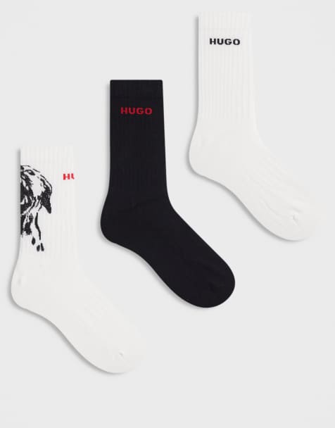 Hugo Bodywear 3 pack printed crew socks in multi - view 1