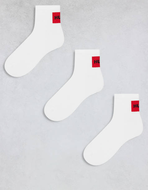 HUGO Bodywear 3-pack red label trainer socks in white - view 1