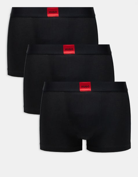 HUGO Bodywear 3-pack trunk in black with front red label logo - view 1