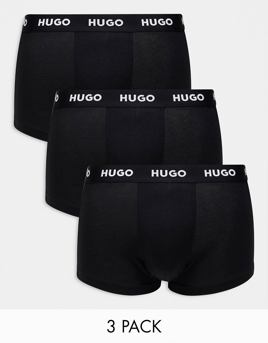 Hugo Bodywear 3 pack trunks in black with logo waistband