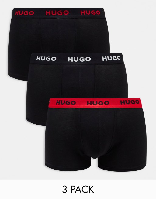 HUGO Bodywear 3 pack trunks in black