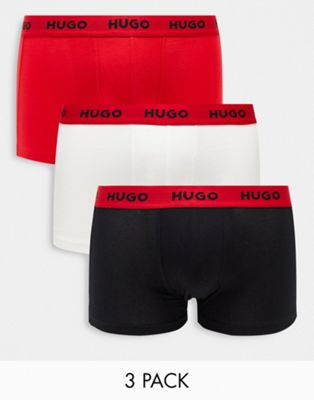 HUGO Bodywear 3 pack trunks in multi with contrast waistband