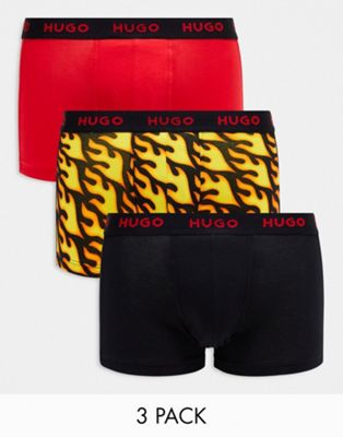 Hugo Bodywear 3 pack trunks in multi  with logo waistband