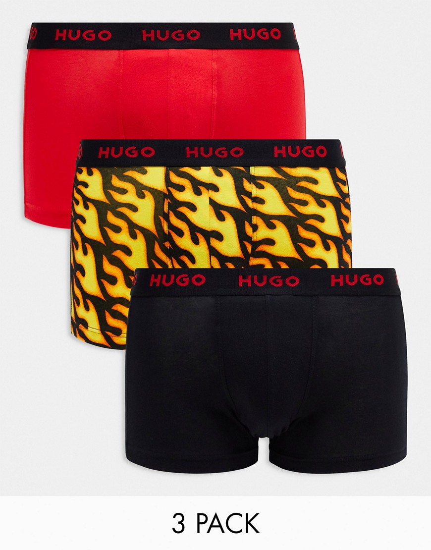 Hugo Bodywear 3 pack trunks in multi with logo waistband