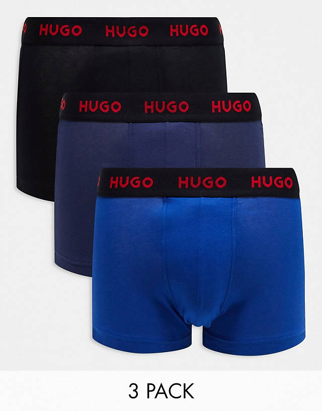 Hugo Red - Hugo Bodywear 3 pack trunks in multi  with logo waistband